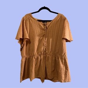 Lane Bryant embroidered peplum tie-neck short sleeve blouse ✨ plus size 22 ✨